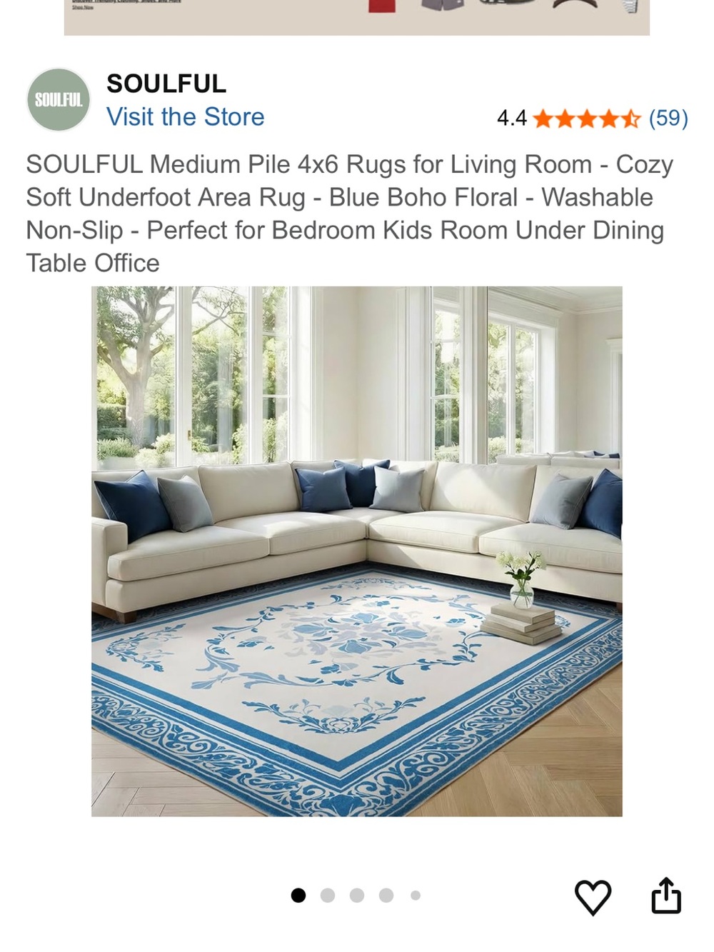 Blue Floral Area Rug